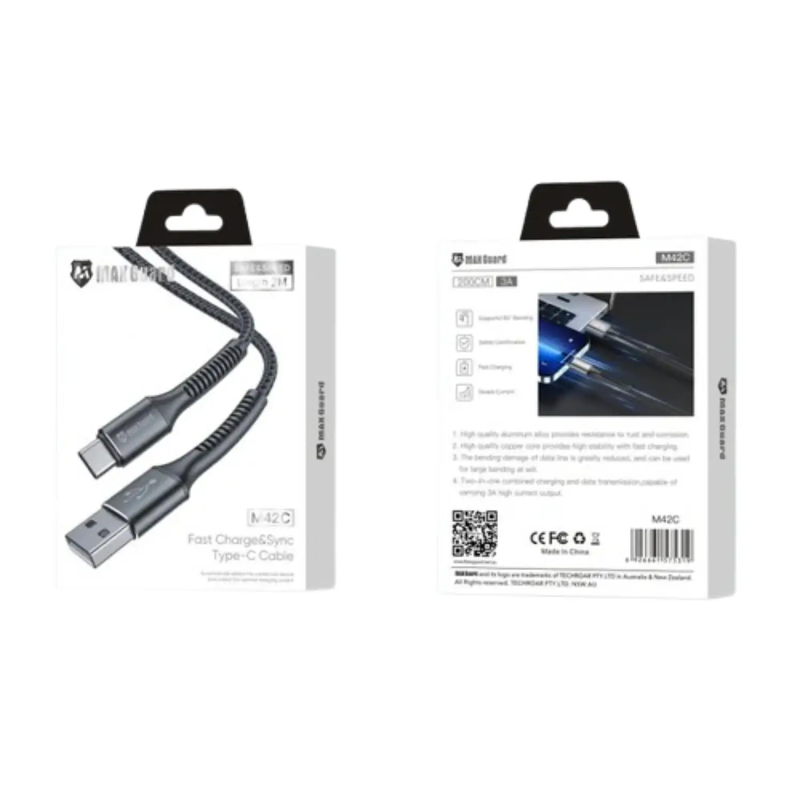 Maxguard 2m USB A To Type-C cable M42C by 9eight5