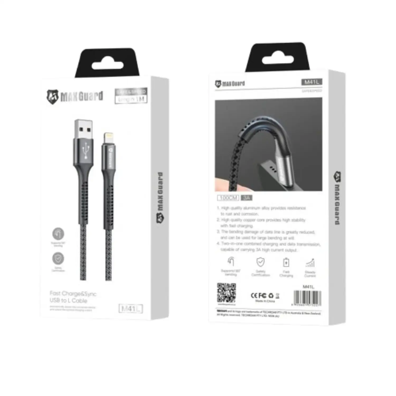 Maxguard 1m USB-A to Lightning cable M41L by 9eight5