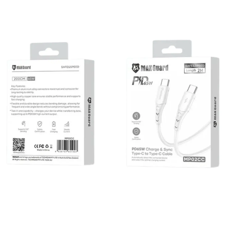 Maxguard 2m 65W Type-C to C Cable MP02CC by 9eight5