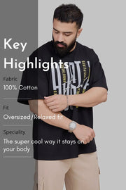 Hustle Oversized T-shirt Black by Fuaark Nz