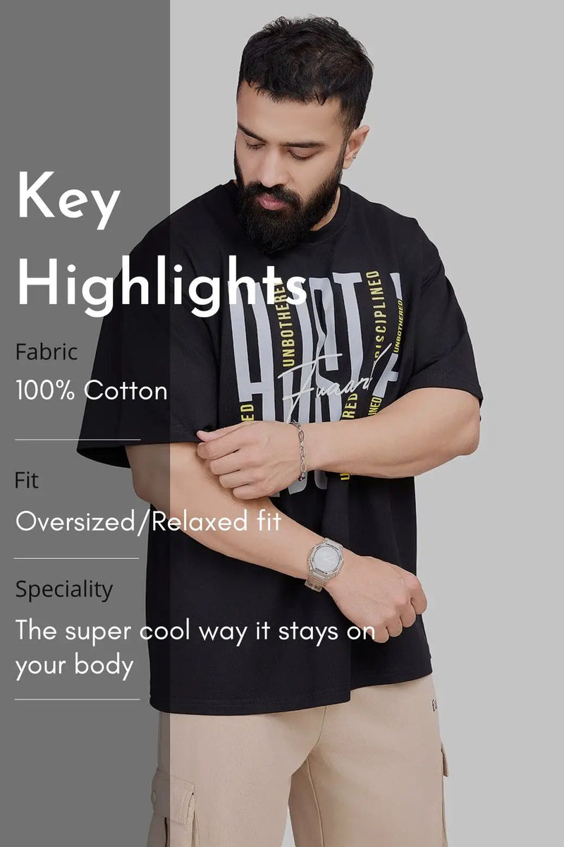 Hustle Oversized T-shirt Black by Fuaark Nz
