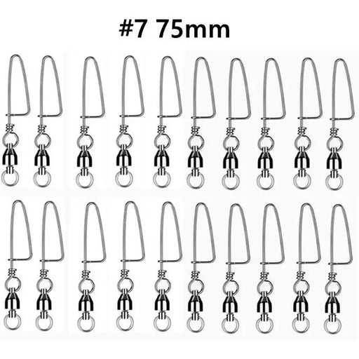 #7 20PCS Ball Bearing Fishing Swivels Snap Coastlock Fishing Line Connector by salelink.co.nz