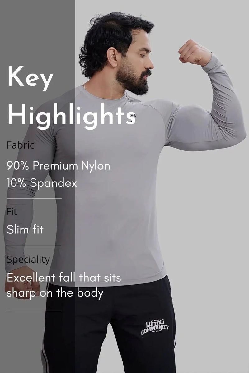 Bare Nylon Fullsleeves T-shirt Light Grey by Fuaark Nz