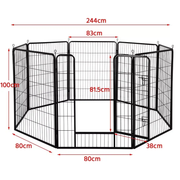 8 Panel Pet Playpen Dog Exercise Pen Fence Metal Exercise Barrier 100cm by salelink.co.nz