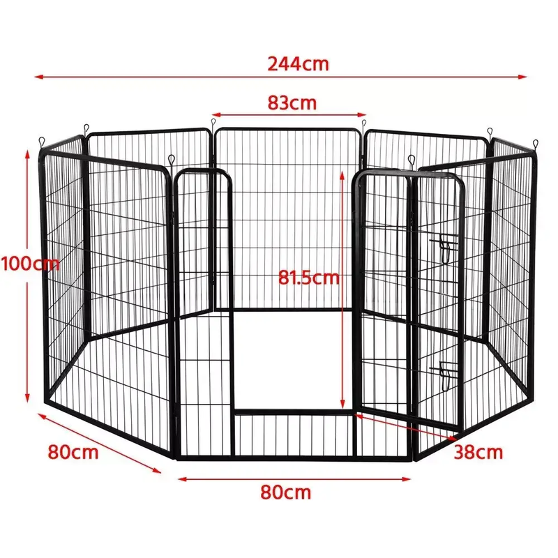 8 Panel Pet Playpen Dog Exercise Pen Fence Metal Exercise Barrier 100cm by salelink.co.nz