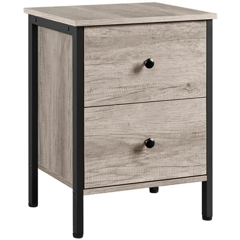 Metal-Framed Side Table with 2 Drawers by Yaheetech