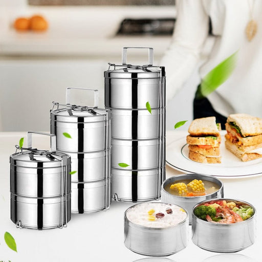 Mead's Supply & Equipment Outfitters limited Camp Cookware & Food Storage Stainless Steel Insulated Lunch Box Stackable Bento Containers With Lock Handle Stainless Steel Insulated Bento Lunch Box Set With Lock