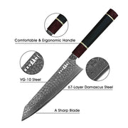 Kegani Kiritsuke Knife - 8 Inch Professional Japanese Chef's Knife 67 Layers Japanese VG-10 Damascus Steel Ultra-Sharp Kitchen Knives Gyuto Knife - Ergonomic Handle, Gift Box - Kiritsuke Knife by China Dropship