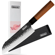 Qulajoy 7 Inch Santoku Knife - Professional Japanese Chef Knife - Razor Sharp 9cr18mov Blade - Hammered Kitchen Knife - Octagonal Rosewood Handle With Sheath - Nakiri by China Dropship