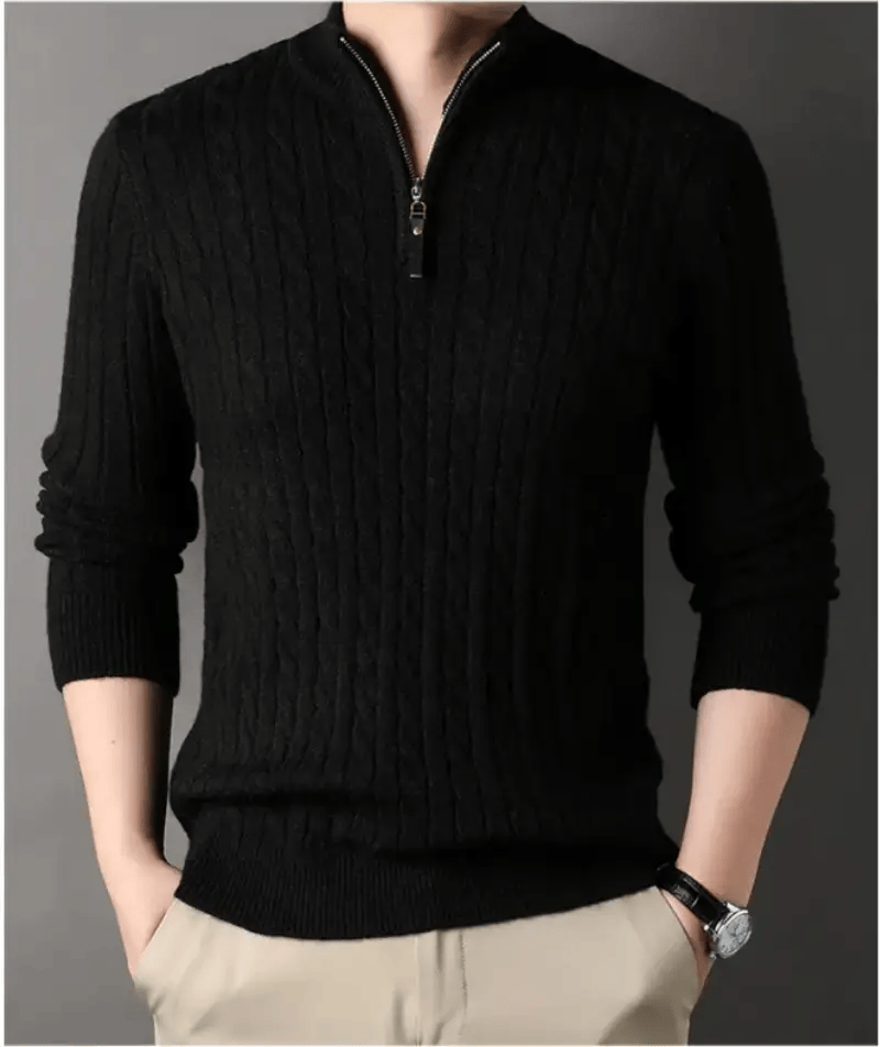Men's Solid Color Half Zip Thick Sweater Warm Knit Pullover by Action Outdoors Limited