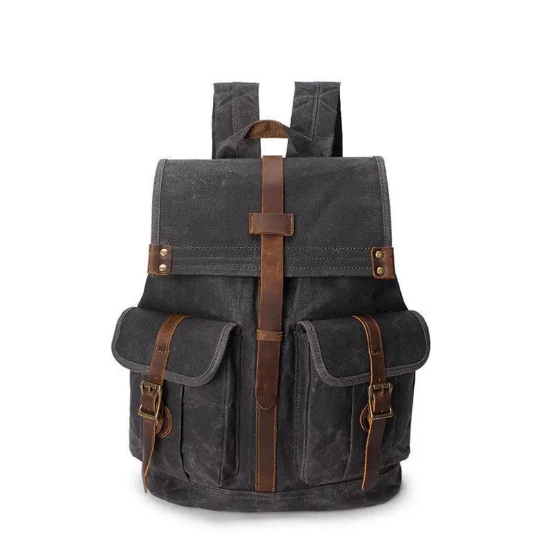 Men's Waxed Canvas Backpack — Vintage Leather Trim Waterproof | Travel & Hiking by Mead's Supply & Equipment Outfitters limited