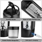 Electric Portable Whey Protein Shaker Bottle For Smooth Blends by Action Outdoors Limited