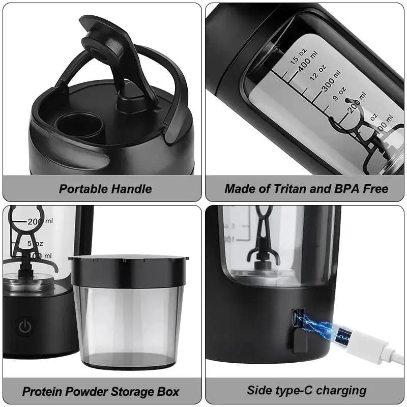 Electric Portable Whey Protein Shaker Bottle For Smooth Blends by Action Outdoors Limited