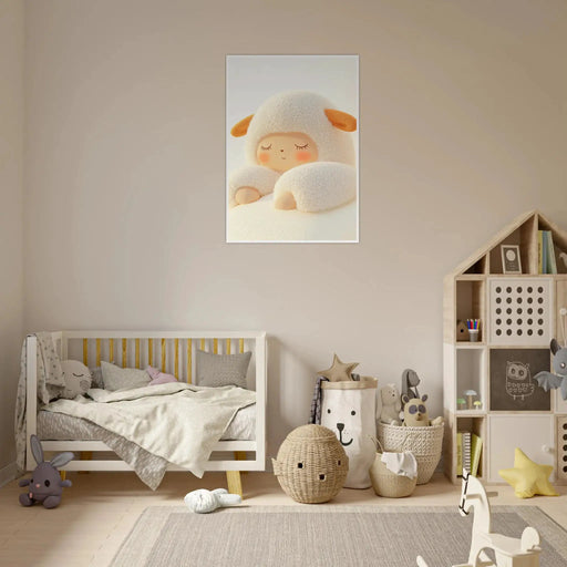 Fluffy Sheep Asleep by Blank Wall Print Shop