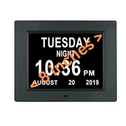 8" Digital Calendar Day Clock - for Dementia and Alzheimer’s Patients (Black) by Eldertech