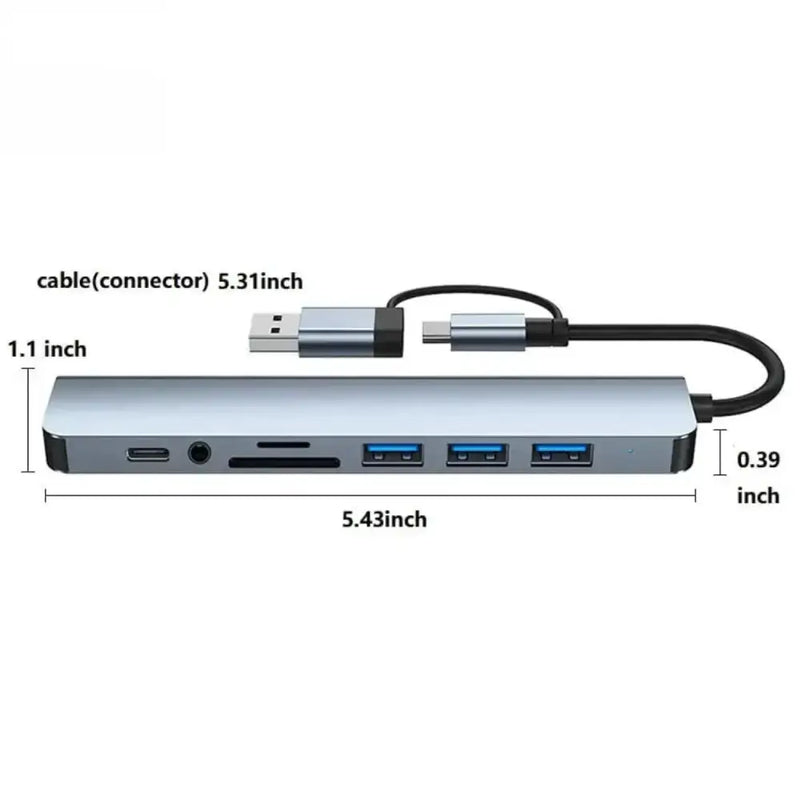8-in-1 Hub with Card Reader & Audio by Habicare