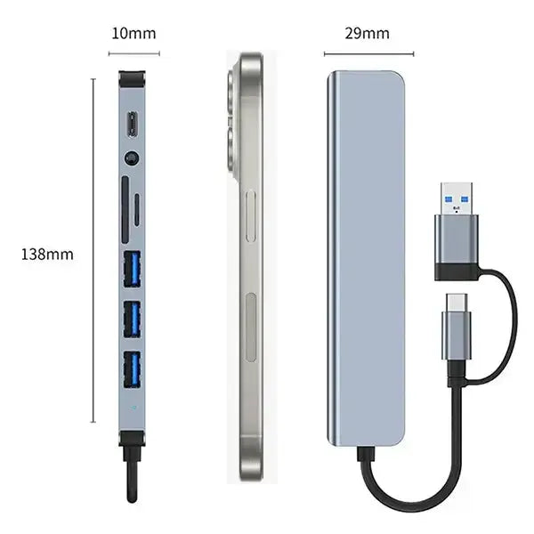 8-in-1 Hub with Card Reader & Audio by Habicare