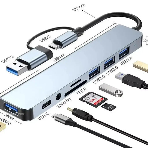 8-in-1 Hub with Card Reader & Audio by Habicare