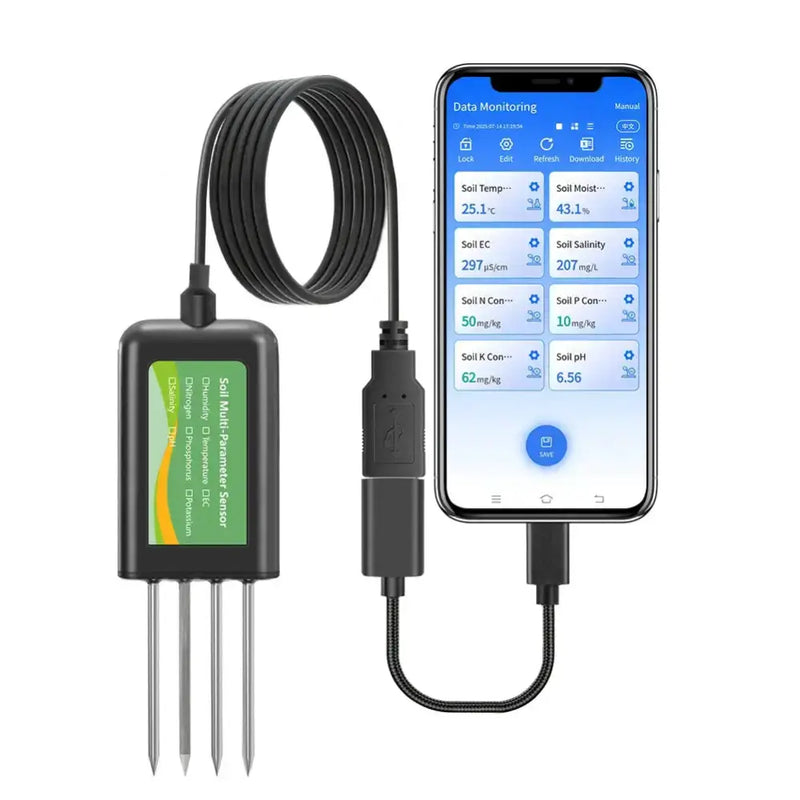 8-in-1 Soil Sensor for pH, EC, Moisture, Temp & NPK Testing by Habicare