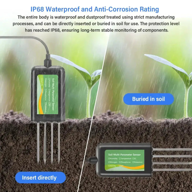 8-in-1 Soil Sensor for pH, EC, Moisture, Temp & NPK Testing by Habicare