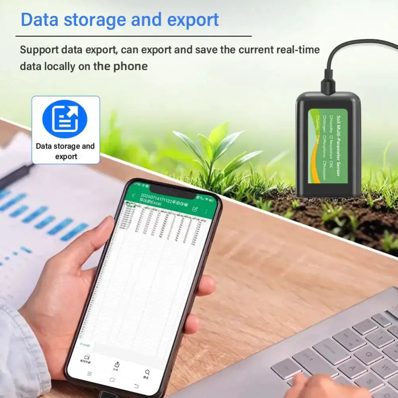 8-in-1 Soil Sensor for pH, EC, Moisture, Temp & NPK Testing by Habicare