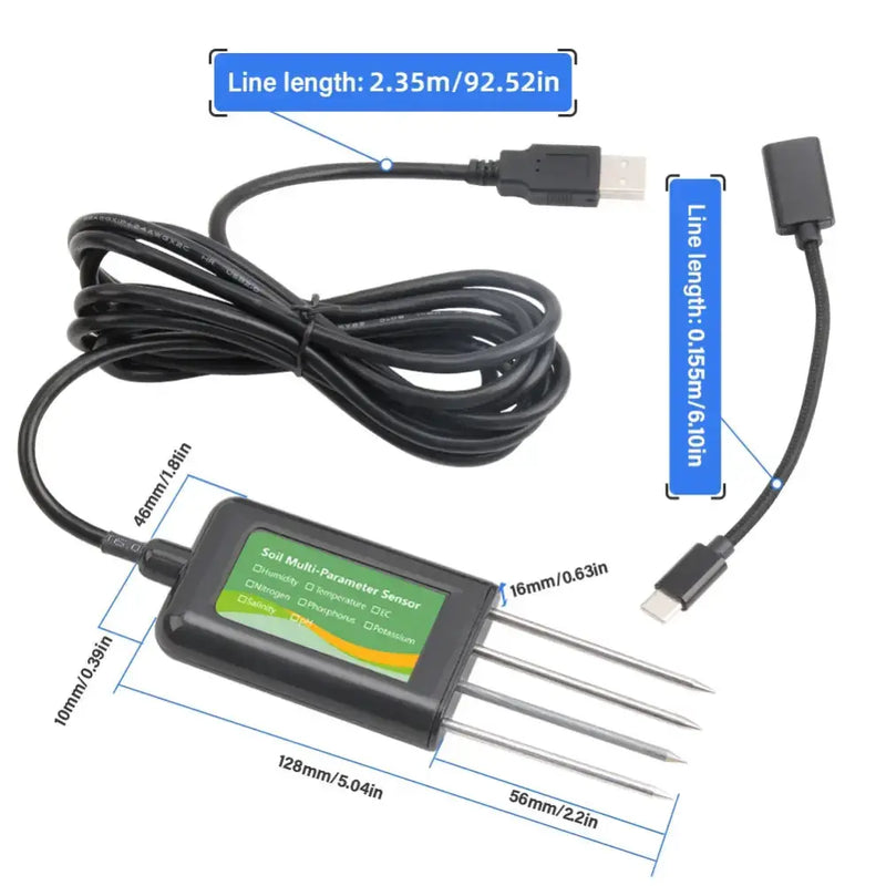 8-in-1 Soil Sensor for pH, EC, Moisture, Temp & NPK Testing by Habicare