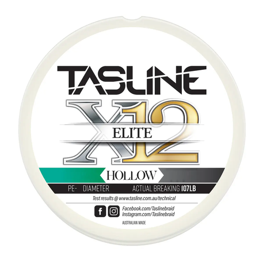 Tasline Elite X12 Hollow Braid White 1000m by Tasline
