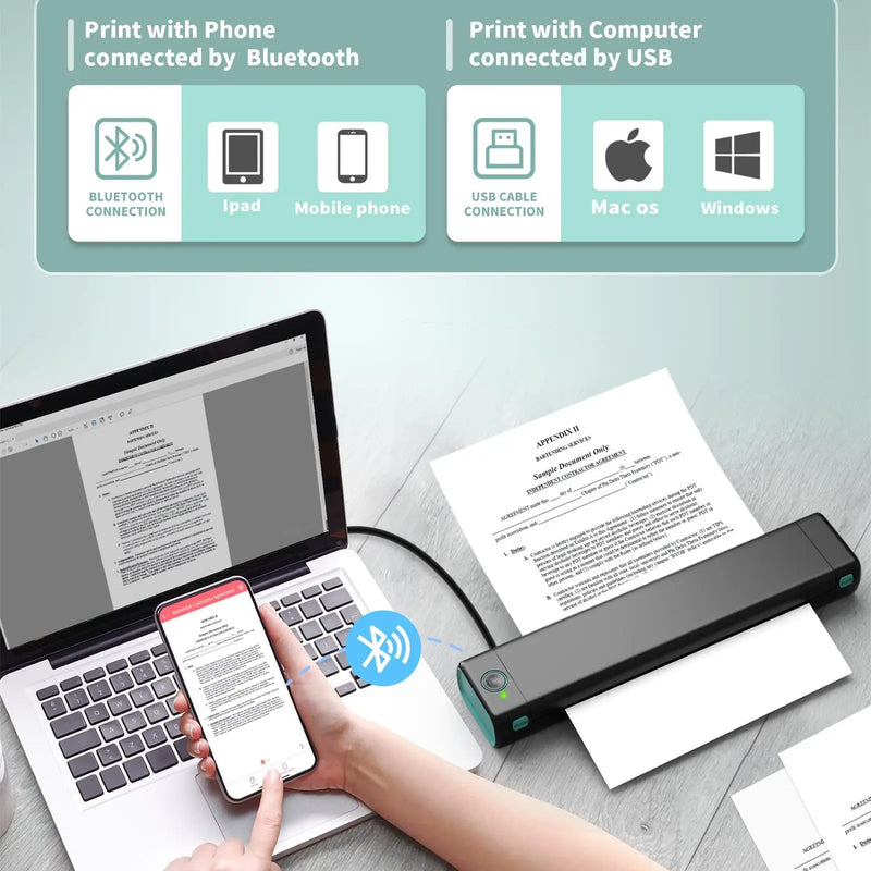 Action Outdoors Limited Portable A4 Bluetooth Thermal Printer Portable A4 Bluetooth Thermal Printer