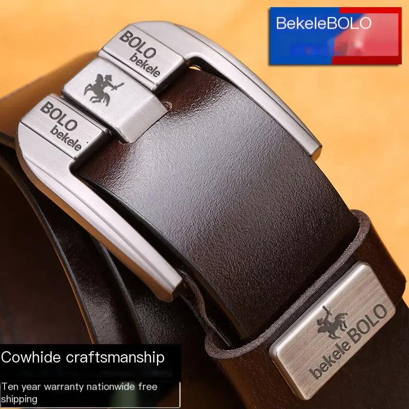 BekeleBOLO Genuine Cowhide Leather Belt — Split-Bar Alloy Buckle | Men's by Mead's Supply & Equipment Outfitters limited