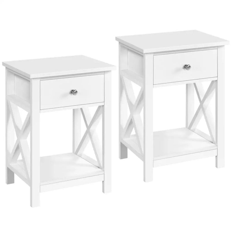 Pack of 2 Improved Quality Wood X Shape Bedside End Table Storage Cabinet Night Stand by Yaheetech