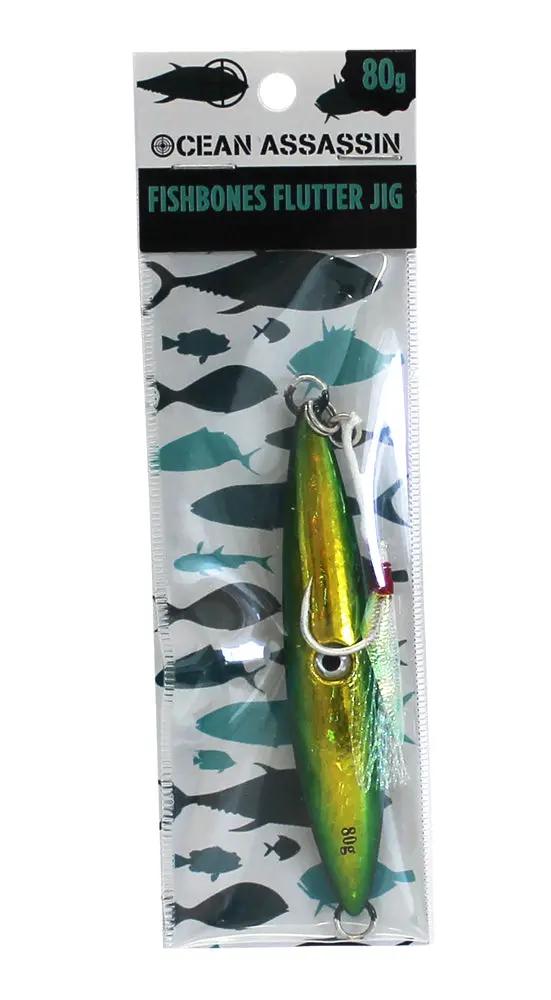 Ocean Assassin Fishbones Flutter Jig - Green by NZ Diver