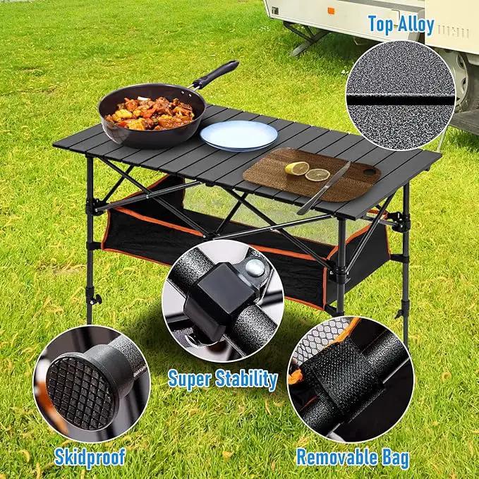 120cm Length Foldable Camping Table – Portable Outdoor Table with Adjustable Height ZF1468 by ECOTREK