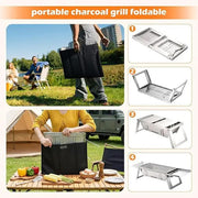ECOTREK Charcoal BBQ Grill Portable Folding Stainless Steel Charcoal BBQ Grill for Camping, Beach & Backyard BZH2051 Portable Folding Stainless Steel Charcoal BBQ Grill for Camping, Beach & Backyard BZH2051