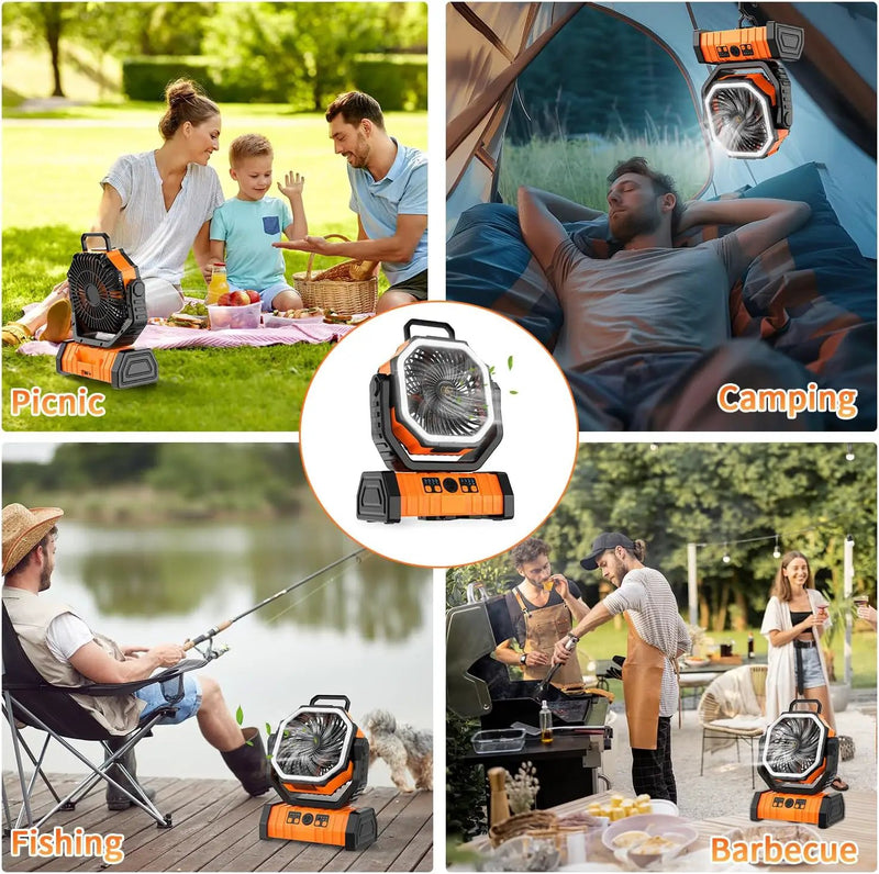 Camping Fan with LED Lantern by salelink.co.nz