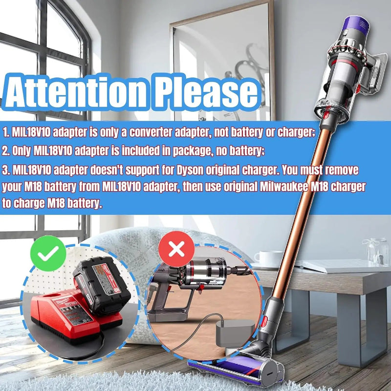 Milwaukee M18 18V Battery Adapter Converter To Dyson V10 Battery by salelink.co.nz