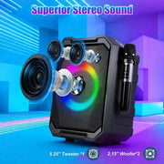 Action Outdoors Limited Portable Wireless Party Speaker with LED Light and Mics Portable Wireless Party Speaker with LED Light and Mics
