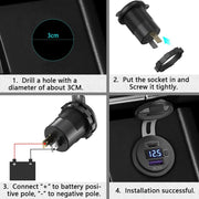 PD Type C USB Car Charger and QC 3.0 Charger 12V Power Outlet Socket ON/Off by salelink.co.nz
