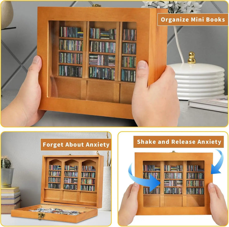 Anxiety Bookshelf Miniature Display Shelf,Contains 200 Miniature Book Models by salelink.co.nz