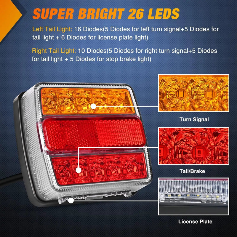 Magnetic LED Trailer Light Kit with 7 Pin Plug by salelink.co.nz