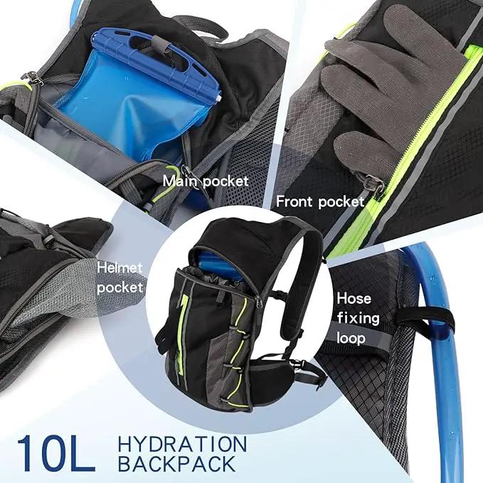 Ecotrek Hydration Backpack with 2L Water Bladder - 10L Hiking & Cycling Rucksack BDXJ50112 by ECOTREK