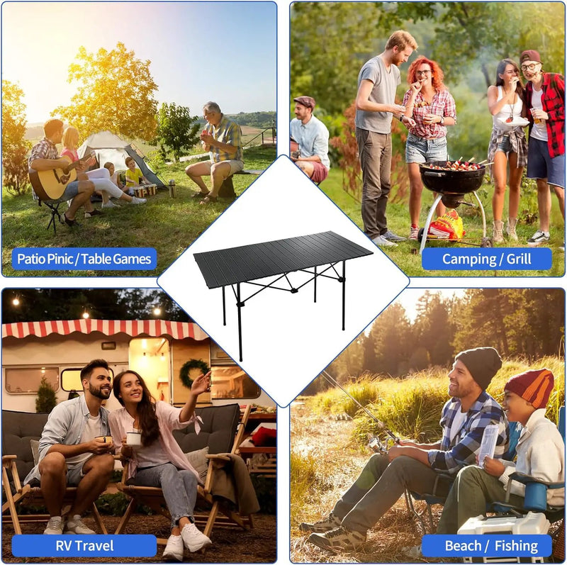 120 cm Portable Folding Camping Table – Roll-Up Outdoor Cooking & Picnic Table ZF1409 by ECOTREK