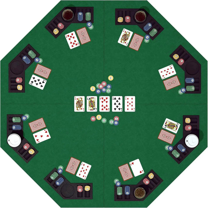48 Inch Foldable Poker Table Top for 8 Players Chips Tray & Cup Holders Texas by dealonline.co.nz