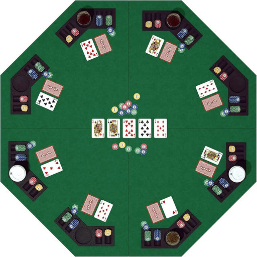 48 Inch Foldable Poker Table Top for 8 Players Chips Tray & Cup Holders Texas by dealonline.co.nz