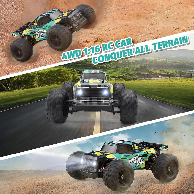 36km/H All Terrains 4WD Electric High Speed RC Truck Off-Road 1:16 Best Toy Gift by dealonline.co.nz
