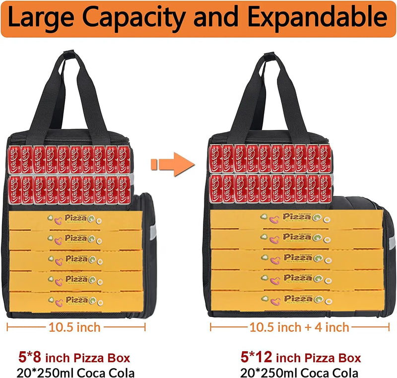 Food Delivery Backpack, Expandable Insulated Hot Pizza Bags by salelink.co.nz
