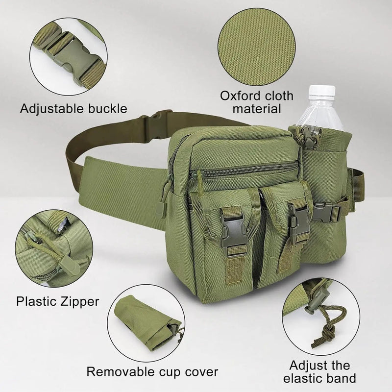 Ecotrek Waterproof Waist Bag with Removable Bottle Pouch - Multi-Pocket Outdoor Sports BL7013 by ECOTREK