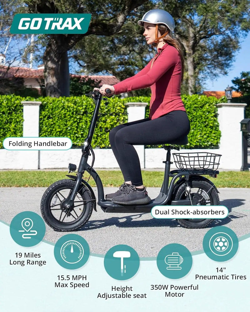 Kiwi eRide Kiwi eRide Gotrax Flex electric scooter With Seat Commuter E-Scooter Gotrax Flex electric scooter With Seat Commuter E-Scooter