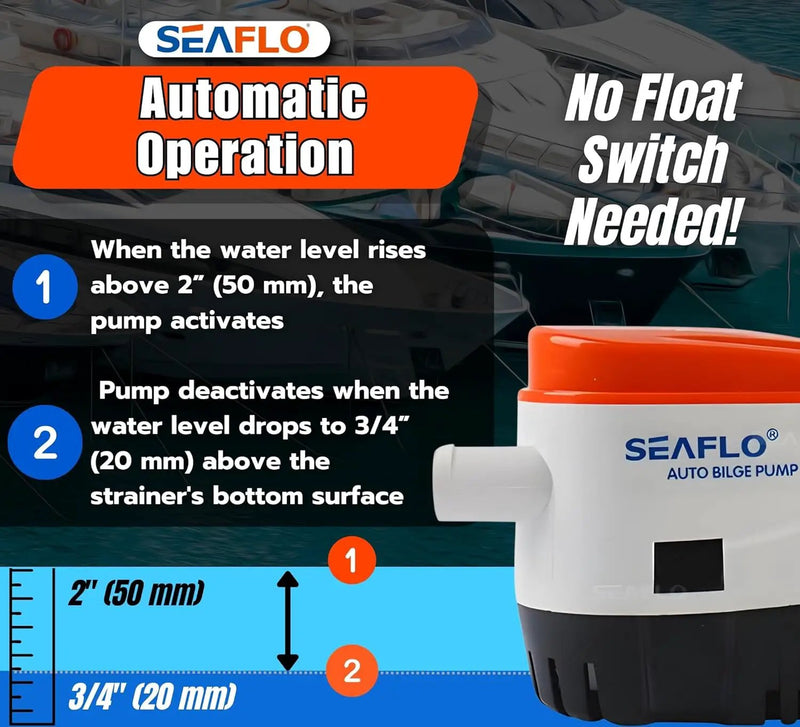 12V 1100GPH Seaflo Automatic Submersible Bilge Pump by salelink.co.nz