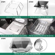 Folding BBQ Campfire Grill Barbeque Portable Camping Grill by salelink.co.nz