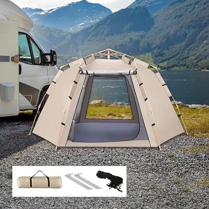 Hexagonal Camping Tent – 2–3 Person, Quick Setup JLP5432 by ECOTREK